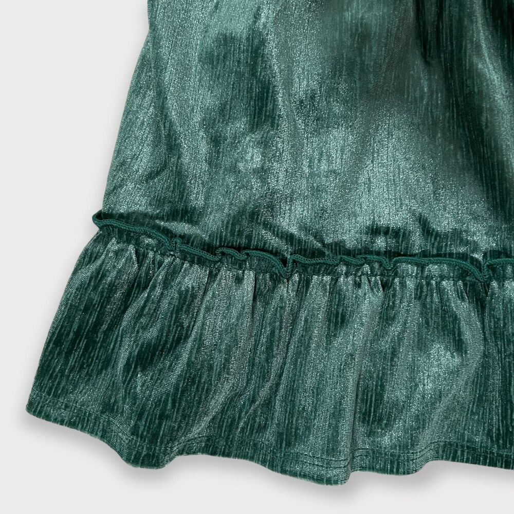 NWT Cat & Jack Green Emerald Velvet Velour Skirtall Overall Dress Girls 4T - Picture 5 of 10